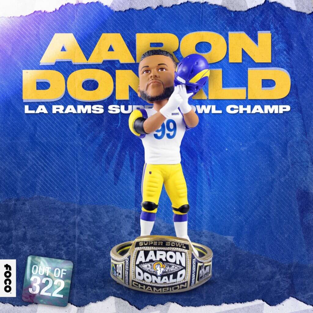 Aaron Donald, Super Bowl ring bobblehead, FOCO